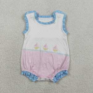 Rompers de Manga Corta Transpirables para Bebés Niños y Niñas, con Estampado de Lunares y Cuadros, de Poliéster/Algodón - Product Image 3