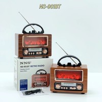 Radio Portátil Retro NS-901BT con Lámpara de Llama para el Hogar, Tres Bandas FM, con Ranura para Tarjeta, Ideal para Comercio Exterior