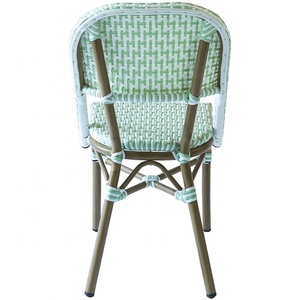 Moderno giardino esterno francese vimini alluminio bar sala da pranzo mobili verde chiaro bar Rattan sedia da bistrot - Product Image 4
