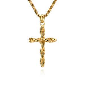 Popular yunnique jewelry: Double-strand braided <b>titanium</b> steel cross necklace, niche, unique, artistic, and retro p - Product Image 1