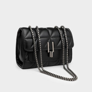 Women's New York <b>Small</b> Crossbody <b>Bag</b> Large Capacity PU Leather Lattice Chain Single <b>Shoulder</b> Strap Zipper Card Fashionable - Product Image 1