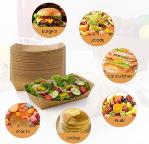Bandeja de cartón desechable de papel kraft para comida rápida, a prueba de aceite, para pícnic, sushi, pollo frito y patatas fritas, para uso en embarcaciones. - Product Image 3