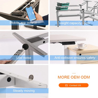 Poste de travail électrique assis-debout pour trois personnes, bureau de personnel, table pour ordinateur portable réglable en hauteur, bureau d'ordinateur moderne en métal