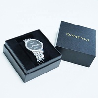 Boîte d'emballage personnalisée en cuir PU pour montre avec insert coussin, étui de présentation de luxe pour montre-bracelet individuelle pour marques, usine OEM