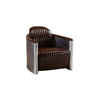 Canapé Aviateur Industriel en Aluminium et Cuir, Ensemble de Meubles de Salon, Style Américain Rétro, Canapé 1, 2 ou 3 Places, Style Mid-Century
