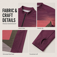 Maillot de cyclisme personnalisé pour homme à manches longues et demi-zip, motif géométrique color block, idéal pour les compétitions de cyclisme sur route