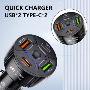 Nhà Máy Giá Không Dây 63W Sạc Xe Hơi Đa Cổng Qc3.0 Kép <span class=keywords><strong>USB</strong></span> Pd 30W Nhanh Chóng Sạc 2 Loại C Xe Adapter Cho Điện Thoại Sạc - Product Image 5