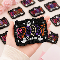 Patchs brodés personnalisés en vinyle pailleté pour la saison hivernale, motif mignon de fêtes, à thermocoller, prix de gros