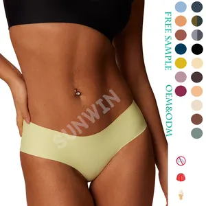 Nova Chegada Atacado Feminino Traceless Panty De Seda De Gelo Calcinhas Thongs Corte A Laser Roupa Interior Sem Costura Para A Mulher