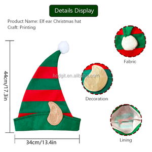 Chapeau de Noël Elfe avec Oreilles Rayé Rouge et Vert pour Clown et Décorations de Fête - Product Image 2