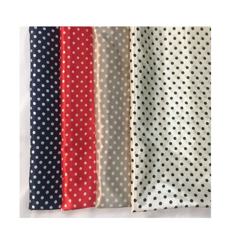 100% poliestere polka dot spot design tessuto di raso stampato camicetta di estate materiale