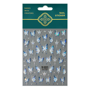 New Craft French 3D Nail Art Stickers Set Grace Pink Blue Butterfly Designs para una manicura fresca y elegante - Product Image 5