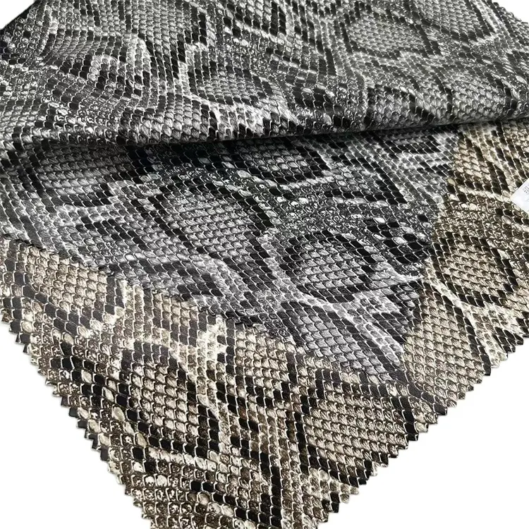 Disegni di animali di vendita calda acquista pelle di indumento stampa digitale in pelle di serpente pu