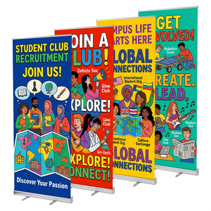 University Campus Club Recruitment Aluminum Portable Roll <strong>Banner</strong> Stand Retractable Waterproof <strong>Student</strong> Organization Display - Product Image 1
