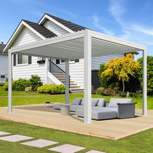 Pérgola 6x3 con Techo Retráctil, Diseño Personalizado de Aluminio, Grado Comercial, Resistente, para Exteriores, Balcón, Iluminación LED Motorizada - Product Image 1