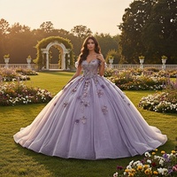 Robe de bal de Quinceañera Lsmc108 Lilac Illusion, robe de bal de Quinceañera, paillettes, cristal, dentelle florale 3D, robe de 16 ans, Vestido De 15 Anos Jancember