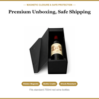 Boîte à vin pliable pour une bouteille, emballage plat en carton, boîte cadeau avec fermeture magnétique, logo personnalisé, faible MOQ, fournisseur en gros en Chine