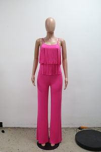 OuYaan tuta con cinturino regolabile con frangia anteriore a gamba larga un pezzo completo tute Casual da donna - Product Image 5