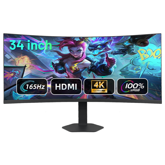 Wholesale 34 Inch Curved Gaming PC Computer Monitor 4K 165Hz for ESports Lounge Projects and Gaming Cafes