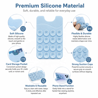 Support de téléphone en silicone premium avec ventouse, porte-cartes 89x58mm, lavable, réutilisable, souple, adhésif, pour cadeau, vente en gros