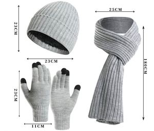 <b>Beanie</b> <b>Hat</b> Warm Fleece Knit <b>Hats</b> Touch Screen Gloves Neck Scarf Set Winter Gifts for Unisex Promotional Gift - Product Image 3