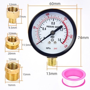 Plowing Y60 Pressure Gauge 0-1.6 Mpa Metal Analog Gauge With 3 Adapters For Air Compressor And Pump Accessories - Product Image 4