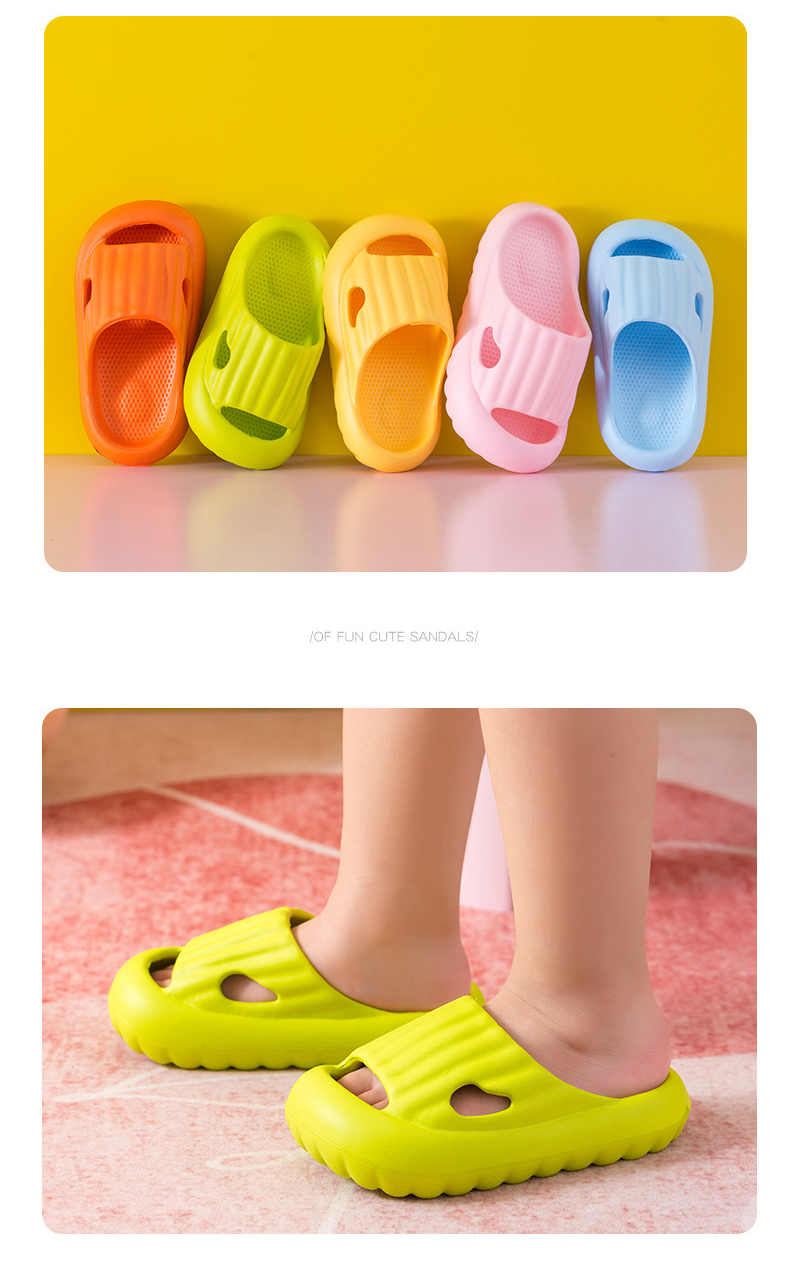 Children's Slippers Summer Solid Color Thick Sole Non-slip Bathroom Indoor Slides Slippers