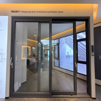 Porte coulissante en aluminium résistante aux intempéries pour l'extérieur, étanche et coupe-vent, pour usage commercial