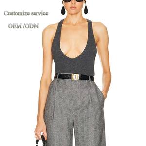 100% cachemire femmes débardeur sans manches <span class=keywords><strong>décolleté</strong></span> <span class=keywords><strong>plongeant</strong></span> Camisole été Sexy Street Wear - Product Image 1