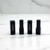 Tube à lèvres carré en aluminium noir mat minimaliste de luxe, vide, rechargeable, emballage cosmétique, logo personnalisé, vente en gros