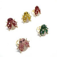 Nouveau personnalisé personnalisé insecte coloré cristal strass coccinelle anneau alliage Animal abeille diamant belle ajusté femmes bijoux
