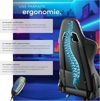 Chaise de bureau gamer ergonomique 2D avec éclairage LED, pivotante, personnalisable, noire, nouvelle, avec LED bleues, la moins chère et de qualité supérieure