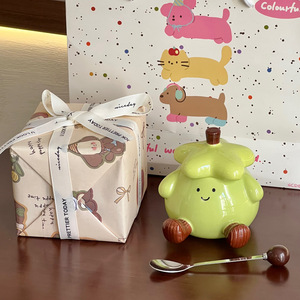 Regalo de Cumpleaños para Hombres y Mujeres, Linda Taza de Cerámica con Forma de Berenjena, con Tapa y Cuchara, Apta para <span class=keywords><strong>Microondas</strong></span>, Presentada en Caja de Regalo - Product Image 3
