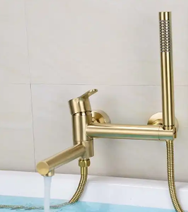 Or brossé chaud froid <span class=keywords><strong>pivotant</strong></span> mural <span class=keywords><strong>baignoire</strong></span> robinet haute qualité cuivre laiton salle <span class=keywords><strong>de</strong></span> bain contemporain céramique pluie 3.3kgs - Product Image 5