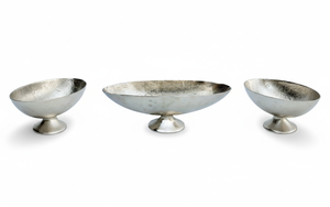 Luxury Handcrafted Aluminum Pedestal Fruit Bowl with Hammered <b>Silver</b> Finish Decorative Centerpiece - Product Image 2