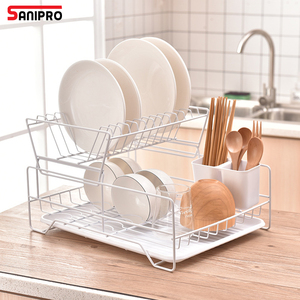 Organizador <span class=keywords><strong>de</strong></span> Metal desmontable SANIPRO, estante <span class=keywords><strong>de</strong></span> almacenamiento, bandeja <span class=keywords><strong>de</strong></span> goteo, soporte para utensilios, vajilla <span class=keywords><strong>de</strong></span> 2 niveles, <span class=keywords><strong>escurridor</strong></span> <span class=keywords><strong>de</strong></span> <span class=keywords><strong>platos</strong></span> para Cocina - Product Image 1