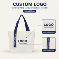 Sac fourre-tout en toile réutilisable et écologique avec logo personnalisé, fermeture éclair, lettres personnalisables, taille flexible, poignée Flexiloop pour le shopping en extérieur
