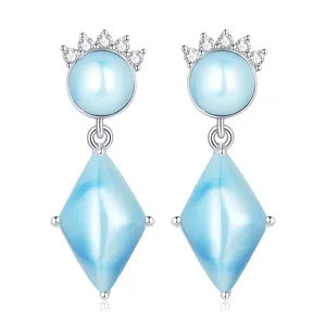 Exquisite diamond earrings earrings high-end gorgeous ceramic beads 925 silver earrings BSE643