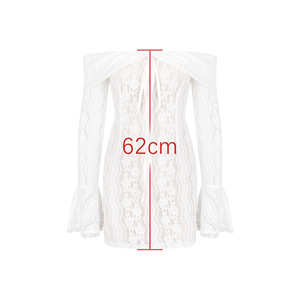 Vestido Mini de Otoño para Mujer, Cuello Redondo, Sexy, Manga Larga, Hombros Descubiertos, Forro de Encaje, Cremallera <span class=keywords><strong>Invisible</strong></span>, para Club - Product Image 6