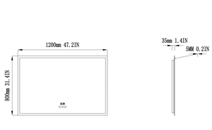Hiện Đại Đa Chức Năng Hình Chữ Nhật Trang Điểm Gương Với Chiếu Sáng LED Đồng Hồ Có Thể Điều Chỉnh Phòng Tắm Gương Trong 3 Màu Sắc Phong Cách - Product Image 6