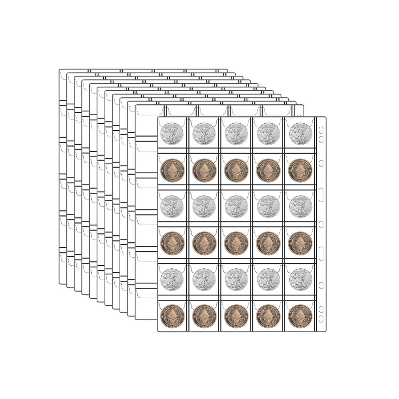 Папка для монет с карманами, втулки для монет, страницы для коллекционирования со стандартным 9 отверстиями