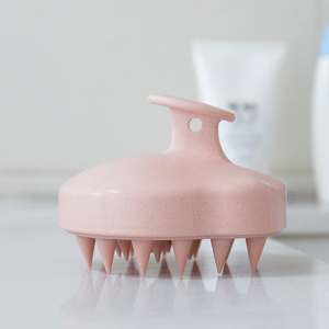 Logo personalizzato all'ingrosso Eco Friendly paglia di grano manuale Silicone massaggio del cuoio capelluto Shampoo per la cura dei capelli spazzole per cuoio capelluto - Product Image 1