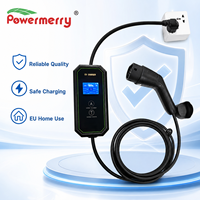 Chargeur EV portable 3,5 kW 16A Mode 2 Type 2 230Vac monophasé avec courant réglable, RCD, écran LCD et câble de 5 m pour la recharge à domicile ou au garage