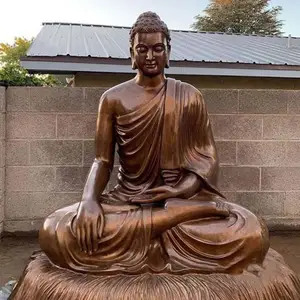 Çin fabrika kaynağı yaşam boyutu meditasyon bronz buda heykeli büyük bahçe pirinç bakır oturan buda heykeli