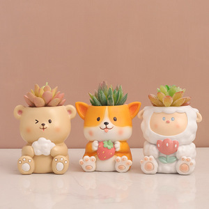 P220 vendita calda simpatici animaletti in resina vetrata vaso piccolo da tavolo per uso domestico - Product Image 2