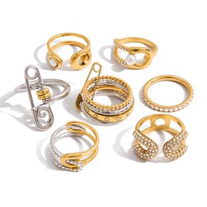 Belle bague de fiançailles classique en forme de cœur en acier inoxydable plaqué or rose et platine avec zircon naturel, étanche, pour femmes - Product Image 5
