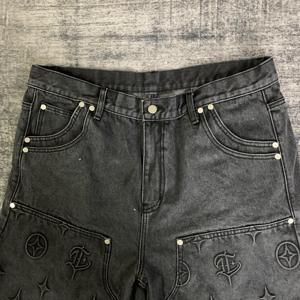 DENIMGUYS Pantalones Cortos <span class=keywords><strong>de</strong></span> Mezclilla Personalizados con Relieve 3D para Hombre, Estilo Urbano, Holgados, Tipo Jorts, <span class=keywords><strong>de</strong></span> <span class=keywords><strong>Trabajo</strong></span>, Estilo Carpintero - Product Image 3