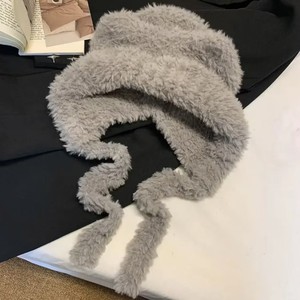 Gorro de Felpa con Orejas de Oso para Mujer, con Protector de Cuello, Forro Polar Cálido, Gorro Casual de Invierno para Mujer, Beige, Gris, Negro - Product Image 2