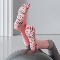 Chaussettes de yoga et de Pilates antidérapantes pour femmes, en coton peigné tricoté à 5 doigts, sans couture, respirantes et à séchage rapide, vente en gros