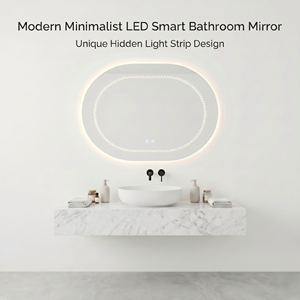 กระจกห้องน้ำ Kingstin LED ซ่อน, กระจกวงรีไร้กรอบระบบสัมผัสอัจฉริยะ, กระจกแต่งหน้าหรี่แสงได้ 3000-6000K - Product Image 1
